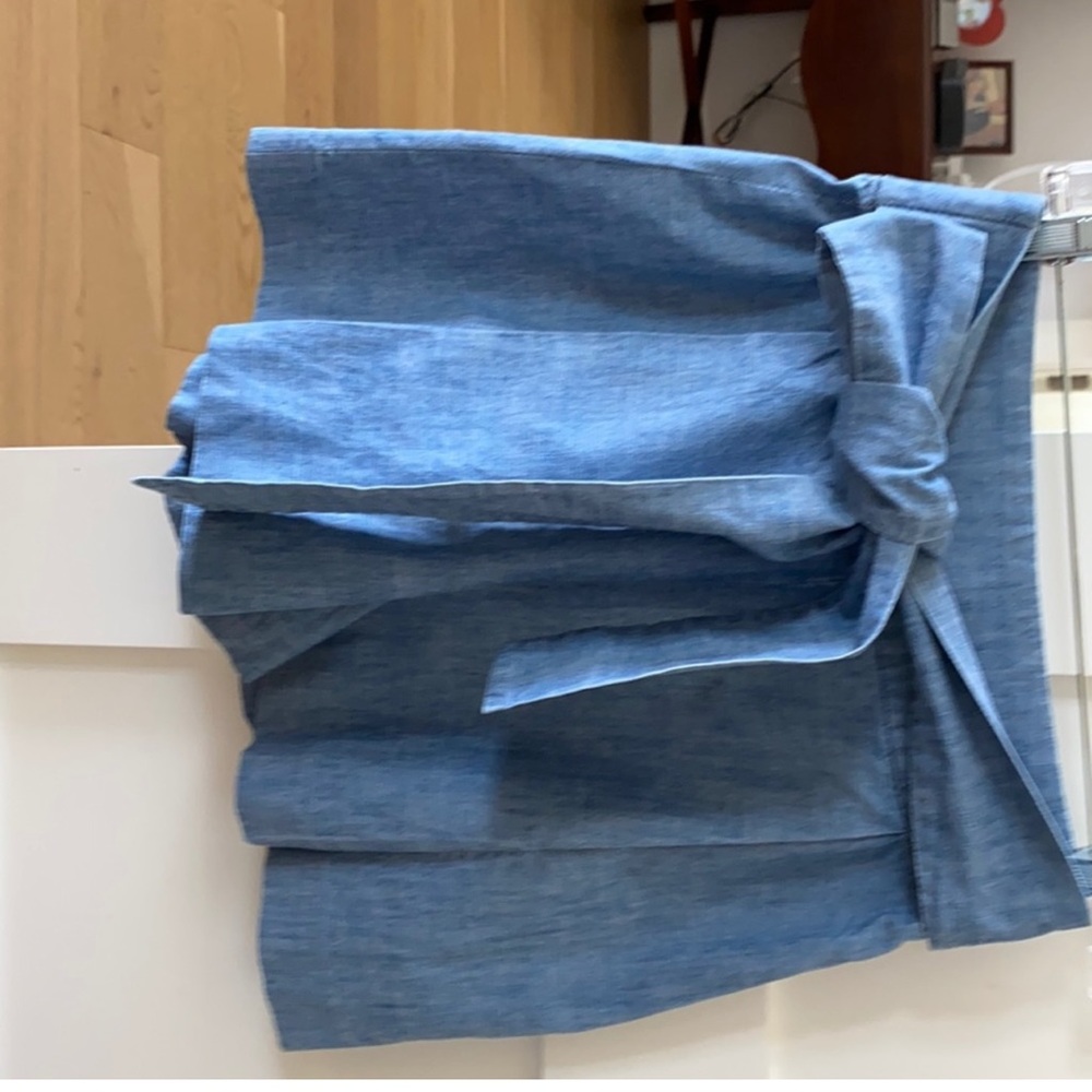 J Crew high waisted chambray tie front shorts